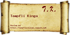 Tempfli Kinga névjegykártya